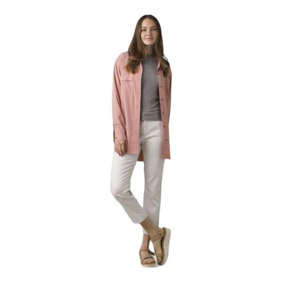 prAna Oversized Button Front Cloud Pink Effortless Everyday Shirt Sz M - Picture 2 of 13